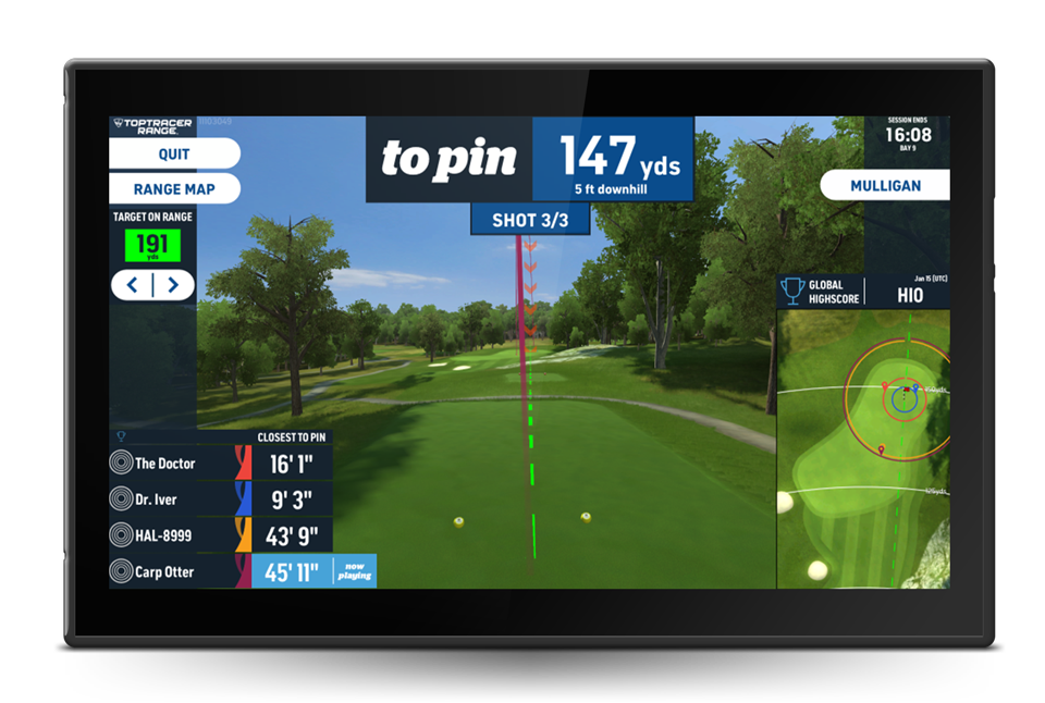 Closest to the pin mode on Toptracer, driving range fun and games Lancashire