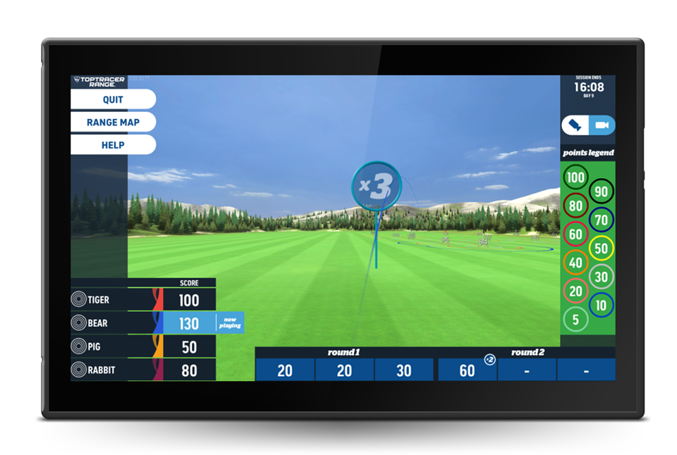 Points Game on Toptracer technology available at Bluebird Golf Centre, Samlesbury Hall Golf.