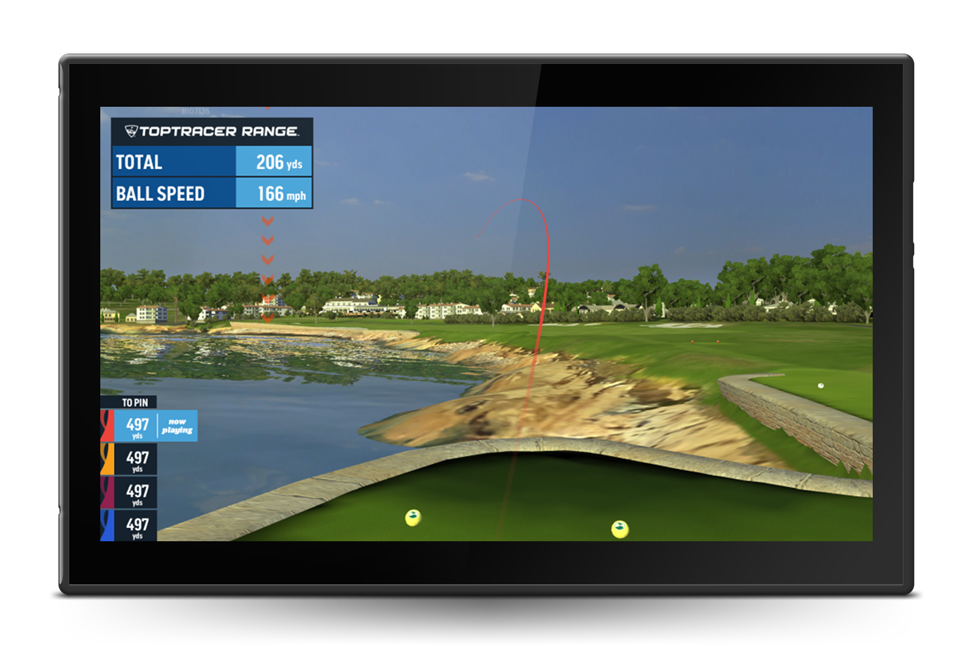 Virtual Golf with Toptracer technology. Bluebird driving range Lancashire, Samlesbury Hall.